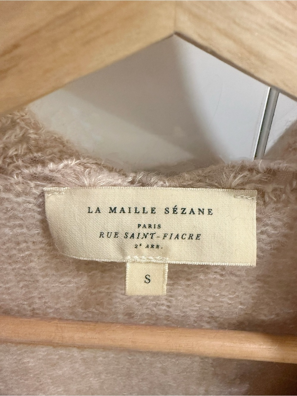 Sezane Angelie Beige Wool Cardigan with Scalloped Edges S - Picture 3 of 3